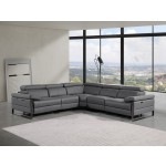 1246 - DivanItalia Dark Grey 5-Piece L-Shaped Modular Power Reclining Sectional with Power Headrests - Top Grain Italian Leather