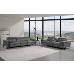 1246 - DivanItalia Dark Grey Modular Power Triple Reclining Sofa and Console Loveseat Set with Power Headrests - Top Grain Italian Leather