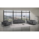 1246 - DivanItalia Dark Grey Modular Power Dual Reclining Sofa, Loveseat, and Chair Set with Power Headrests - Top Grain Italian Leather