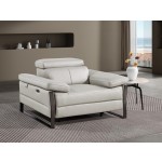 1246 - DivanItalia Light Grey Power Reclining Arm Chairwith Power Headrests - Top Grain Italian Leather