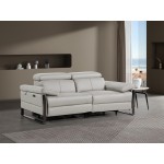 1246 - DivanItalia Light Grey Top Grain Italian Leather Loveseat with Power Headrest