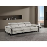1246 - DivanItalia Light Grey Modular Power Dual Reclining Sofa with Power Reclining Headrests - Top Grain Italian Leather