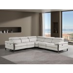1246 - DivanItalia Light Grey 5-Piece L-Shaped Modular Power Reclining Sectional with Power Headrests - Top Grain Italian Leather