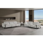 1246 - DivanItalia Light Grey Modular Power Triple Reclining Sofa and Console Loveseat Set with Power Headrests - Top Grain Italian Leather
