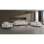 1246 - DivanItalia Light Grey Modular Power Dual Reclining Sofa, Loveseat, and Chair Set with Power Headrests - Top Grain Italian Leather