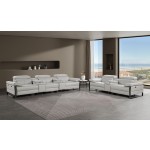 1246 - DivanItalia Light Grey Modular Power Reclining Dual Console Sofa and Console Loveseat Set with Power Headrests - Top Grain Italian Leather