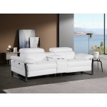 1246 - DivanItalia White Top Grain Italian Leather Console Loveseat with Power Headrest
