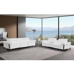 1246 - DivanItalia White Modular Power Triple Reclining Sofa and Console Loveseat Set with Power Headrests - Top Grain Italian Leather