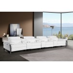 1246 - DivanItalia White Modular Power Triple Reclining Triple Console Sofa with Power Reclining Headrests - Top Grain Italian Leather