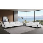 1246 - DivanItalia White Modular Power Reclining Dual Console Sofa and Console Loveseat Set with Power Headrests - Top Grain Italian Leather