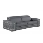 296 - Global United Genuine Gray Leather Sofa