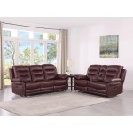 9392 - Burgundy Sofa with Console Loveseat