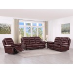 9392 - Burgundy Sofa Set with Console Loveseat