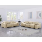 9762 DivanItalia Beige 6-Piece Modular Power Reclining Sofa and Loveseat Set – Top Grain Italian Leather