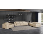 9762 DivanItalia Beige Modular Power Reclining Sofa Loveseat and Chair Set in Italian Top Grain Leather