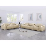 9762 DivanItalia Beige 8-Piece Modular Power Reclining Sofa and Loveseat Set – Top Grain Italian Leather