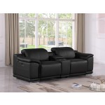 9762 DivanItalia Black Modular Power Reclining Loveseat – Top Grain Italian Leather