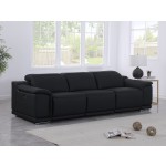 9762 DivanItalia Black Top Grain Italian Leather Power Reclining Sofa with Dual Recliners