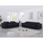 9762 DivanItalia Black 6-Piece Modular Power Reclining Sofa and Loveseat Set – Top Grain Italian Leather