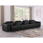 9762 DivanItalia Black 7-Piece Modular Power Reclining Sofa – Top Grain Italian Leather