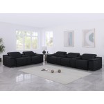 9762 DivanItalia Black 8-Piece Modular Power Reclining Sofa and Loveseat Set – Top Grain Italian Leather