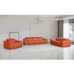 9762 DivanItalia Camel 6-Piece Modular Power Reclining Sofa Loveseat and Chair Set 6 Recliners Top Grain Italian Leather