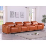 9762 DivanItalia Camel 7-Piece Modular Power Reclining Sofa – Top Grain Italian Leather