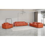 9762 DivanItalia Camel 7-Piece Modular Power Reclining Sofa Loveseat and Chair Set 6 Recliners Top Grain Italian Leather