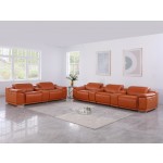 9762 DivanItalia Camel 8-Piece Modular Power Reclining Sofa and Loveseat Set – Top Grain Italian Leather