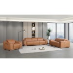 9762 DivanItalia Cognac Modular Power Reclining Sofa Loveseat and Chair Set in Italian Top Grain Leather