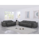 9762 DivanItalia Dark Grey Modular Power Reclining Sofa and Loveseat Set in Top Grain Italian Leather