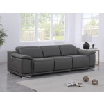 9762 DivanItalia Dark Gray 3-Piece Modular Power Reclining Sofa – Top Grain Italian Leather