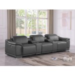 9762 - Dark Grey 5-Piece Power Reclining Sofa In Italian Leather