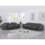 9762 DivanItalia Dark Gray 6-Piece Modular Power Reclining Sofa and Loveseat Set – Top Grain Italian Leather