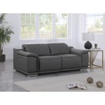 9762 DivanItalia Dark Grey Top Grain Italian Leather Modular Loveseat