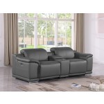 9762 DivanItalia Dark Gray Modular Power Reclining Loveseat – Top Grain Italian Leather