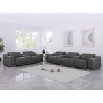 9762 DivanItalia Dark Gray 8-Piece Modular Power Reclining Sofa and Loveseat Set – Top Grain Italian Leather