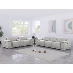 9762 DivanItalia Light Gray 6-Piece Modular Power Reclining Sofa and Loveseat Set – Top Grain Italian Leather