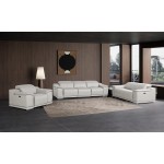 9762 DivanItalia Light Grey Modular Power Reclining Sofa Loveseat and Chair Set in Italian Top Grain Leather