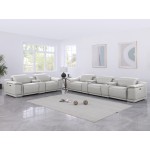 9762 DivanItalia Light Gray 8-Piece Modular Power Reclining Sofa and Loveseat Set – Top Grain Italian Leather