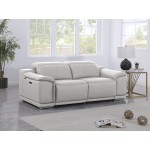 9762 DivanItalia Light Grey Top Grain Italian Leather Modular Loveseat