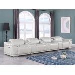 9762 DivanItalia Light Gray 7-Piece Modular Power Reclining Sofa – Top Grain Italian Leather