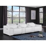 9762 DivanItalia White 5-Piece Modular Power Reclining Sofa – Top Grain Italian Leather