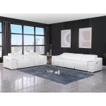 9762 DivanItalia White 6-Piece Modular Power Reclining Sofa and Loveseat Set – Top Grain Italian Leather