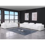 9762 DivanItalia White 8-Piece Modular Power Reclining Sofa and Loveseat Set – Top Grain Italian Leather