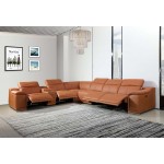 9762 - Camel 4-Power Reclining 7PC Sectional w/ 1-Console