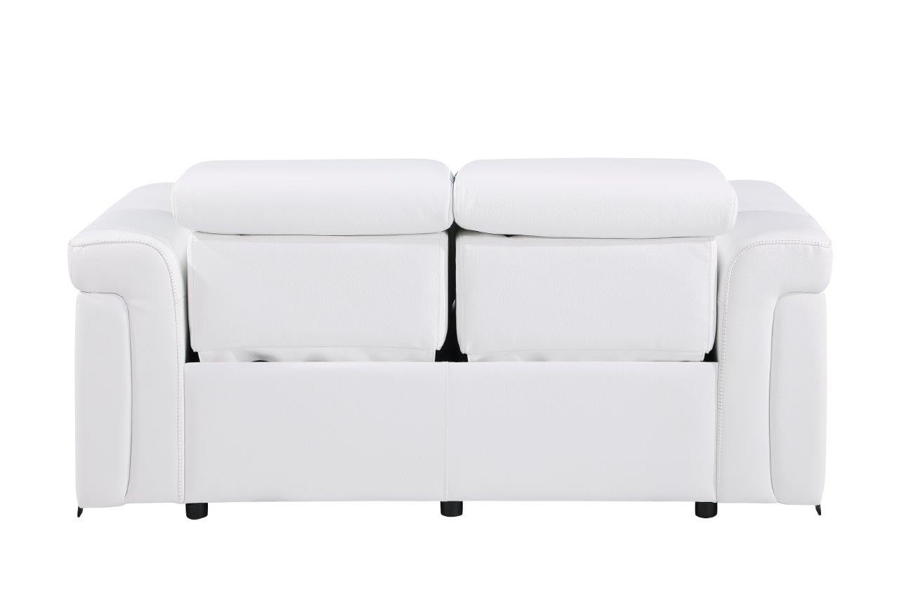 1126 Top Grain Power Reclining Italian White Leather Sofa Set
