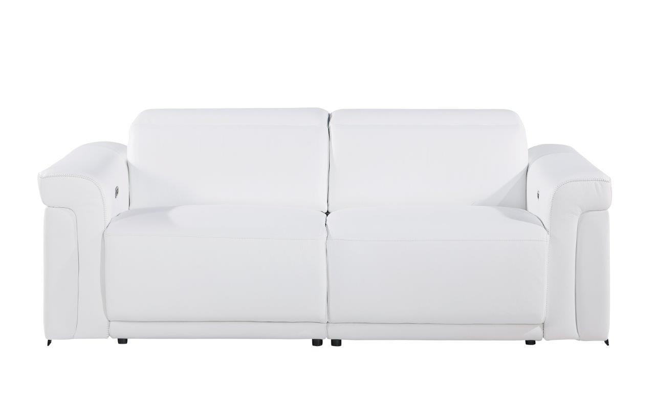 1126 Top Grain Power Reclining Italian White Leather Sofa Set