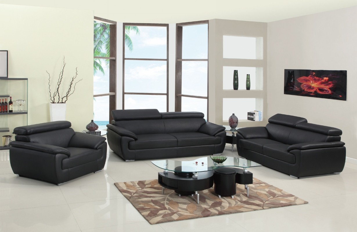 4571 Black Sofa Set Living Rooms