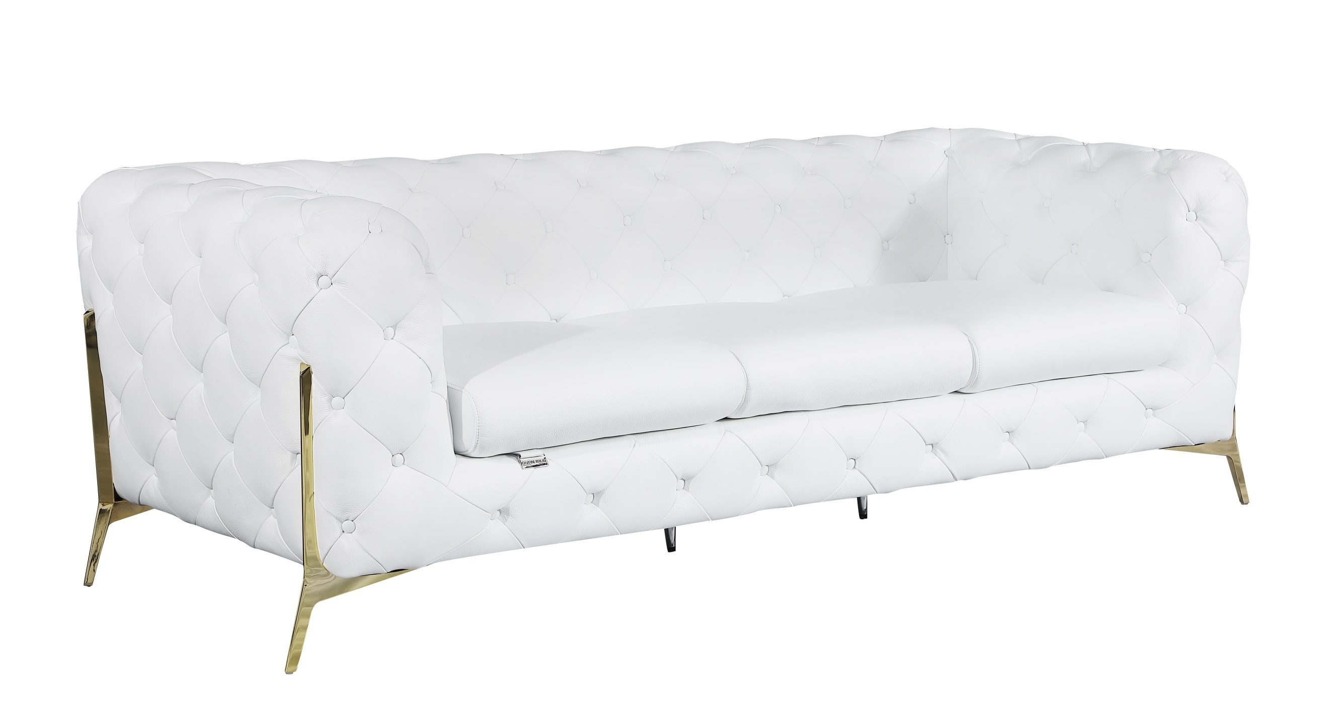 970 White Leather Sofa and Two Chair Set Sofa Sets Divanitalia